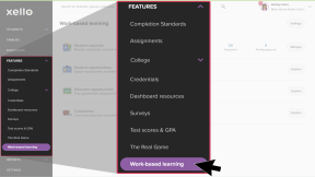 Educator account in Xello, Opportunities selected from side menu
